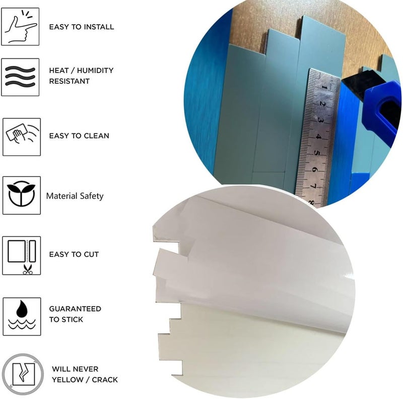 weimeisc 10-Sheet Peel and Stick Backsplash Tile, PVC Mixed Metal Stick on Backsplash Tiles for Kitchen (Light Blue+Brushed Blue) - Image 4